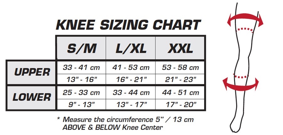 Knee guard sizing chart menší